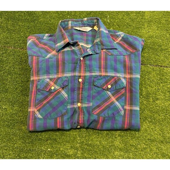 Five Brothers Other - Vintage five brother shirt mens XL blue green pearl snap pockets western  39